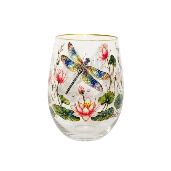 Handcrafted Glass Cup with Dolphin and Floral Design Artistic Glassware for Beverages Water Juice Tea Decorative Drinking Vessel
