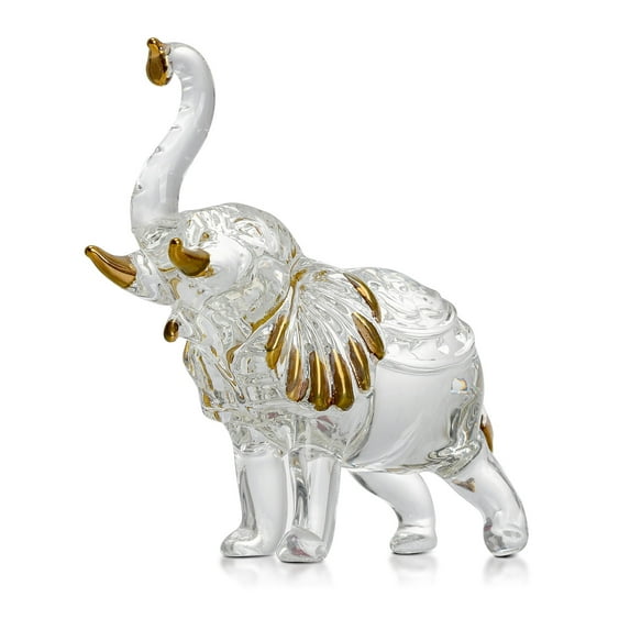 Handcrafted Glass Elephant Statue,Elephant Figurines for Home Decor Holiday Party Crystal Gifts,Small size