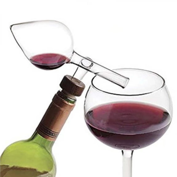 Handcrafted Glass Wine Aerator Pourer, Borosilicate Wine Decanter Spout with Wood Accent, Drip-Free Oxygenating Pour Spout for Standard Red Wine Bottles(Clear 7.09in)