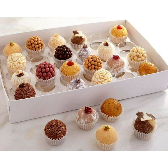 Handcrafted Gourmet Brigadeiro - Truffle Assortment - Gift Box - Valentine's Day - Mother's Day - Flavors Include Guava Cheesecake, Creme Brulee, Chocolate, Coconut, Lime & Dark Chocolate 24 Count