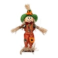 thumbnail image 1 of Handcrafted Halloween Scarecrow Decoration – 13.7in Fabric and Straw Figurine for Fall Festival, Porch, Table Centerpiece, Minimalist Rustic Decor, 1 of 5