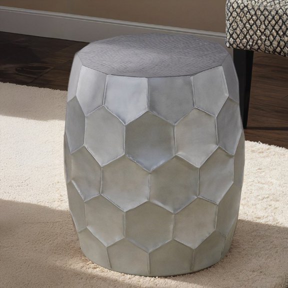Handcrafted Hexagonal End Table - 21" Height, Aluminum|Durable & Assembled