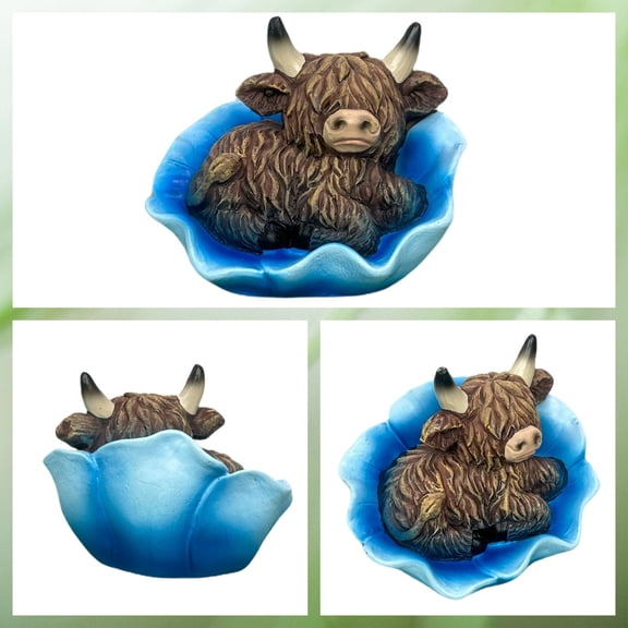 Handcrafted Highland Cow Figurine, Lifelike Yak Sculpture with Realistic Texture for Desk Decor, Home Office or Mantel Display - Unique Animal Lover Gift