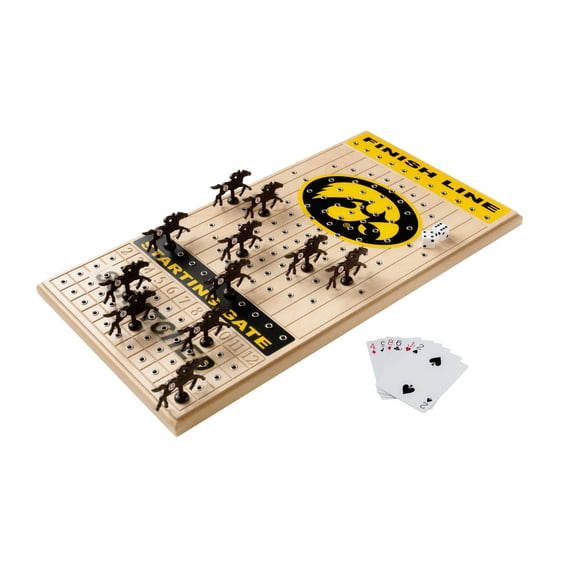 Handcrafted Iowa Hawkeyes Maple Horseracing Party Board Game from Across the Board