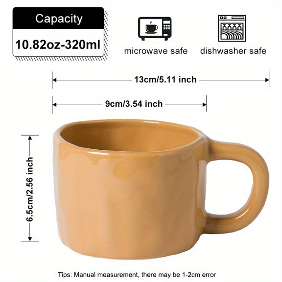 Handcrafted Irregular Shape Ceramic Mug, 10.8oz/320ml Multi-Purpose Coffee Cup, Milk Tea Cup, Insulated, Scratch-Resistant, Reusable for Christmas, Easter, Thanksgiving, Father's Day, Graduation Gift
