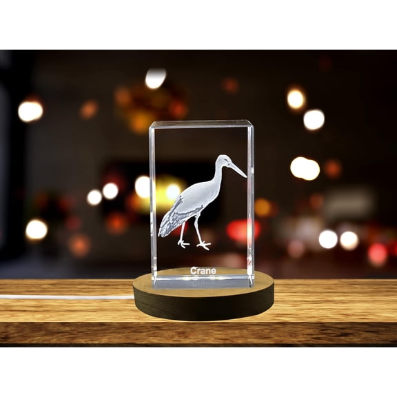 Handcrafted Japanese Crane Sculpture in Crystal | Unique Glass Engraving Art