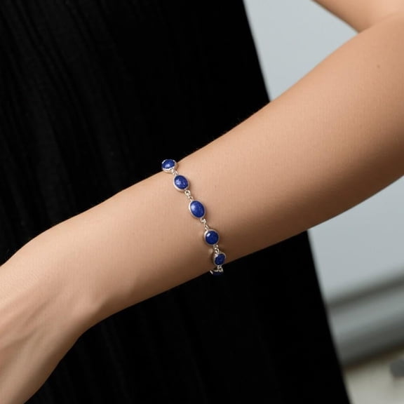 Handcrafted Lapis Lazuli Bracelet for Women, Blue Bracelet, Handmade Bracelet, 925 Silver Bracelet, Dainty Bracelet, Natural Lapis Lazuli