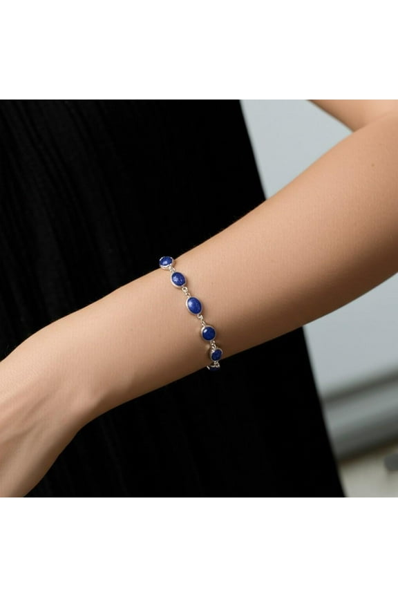 Handcrafted Lapis Lazuli Bracelet for Women, Blue Bracelet, Handmade Bracelet, 925 Silver Bracelet, Dainty Bracelet, Natural Lapis Lazuli