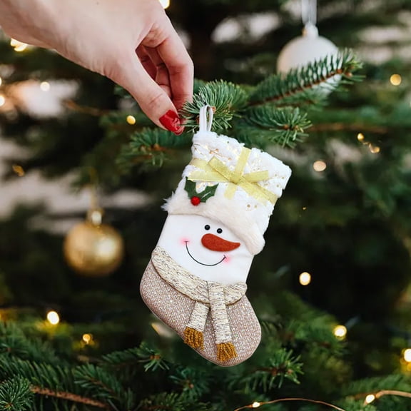 ​Handcrafted Large Christmas Stockings 16.5 Inch - Premium Fabric Fireplace/Tree Decor ,White Holiday Stocking Set of 1 (Multiple Styles)​​ White