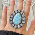 thumbnail image 1 of Handcrafted Larimar And Moonstone Statement Ring. made In 925 Sterling Silver. Boho Ring, Two Stone Ring, Boho Jewelry, Gift For Her,....., 1 of 4