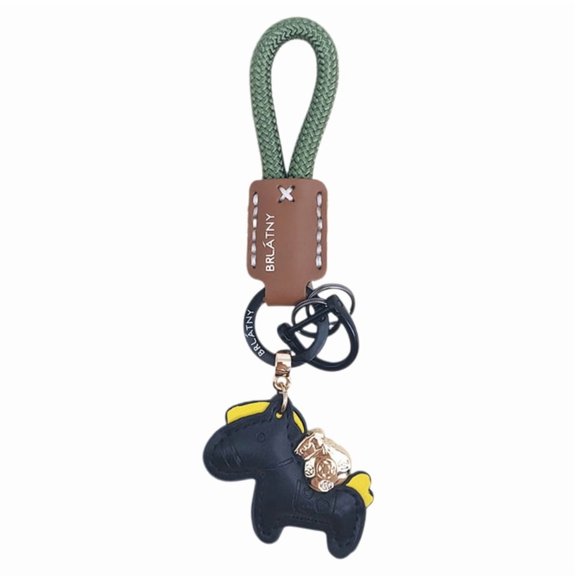 Handcrafted Leather Keychain Symbolizing Good Luck and Prosperity Horse Pendant Key Ring for Couples and Car Owners