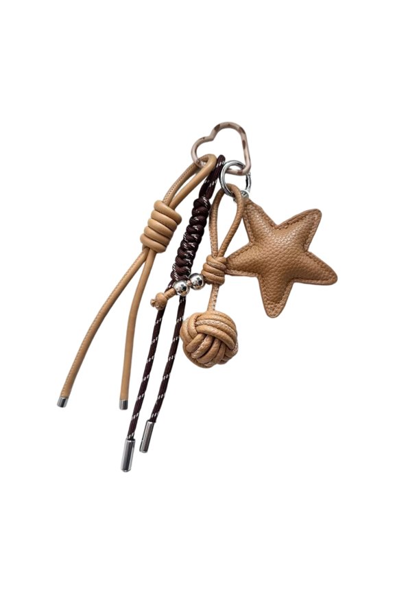 Handcrafted Leather Star Bag Embellishment Keychain Accessory For Modern Style
