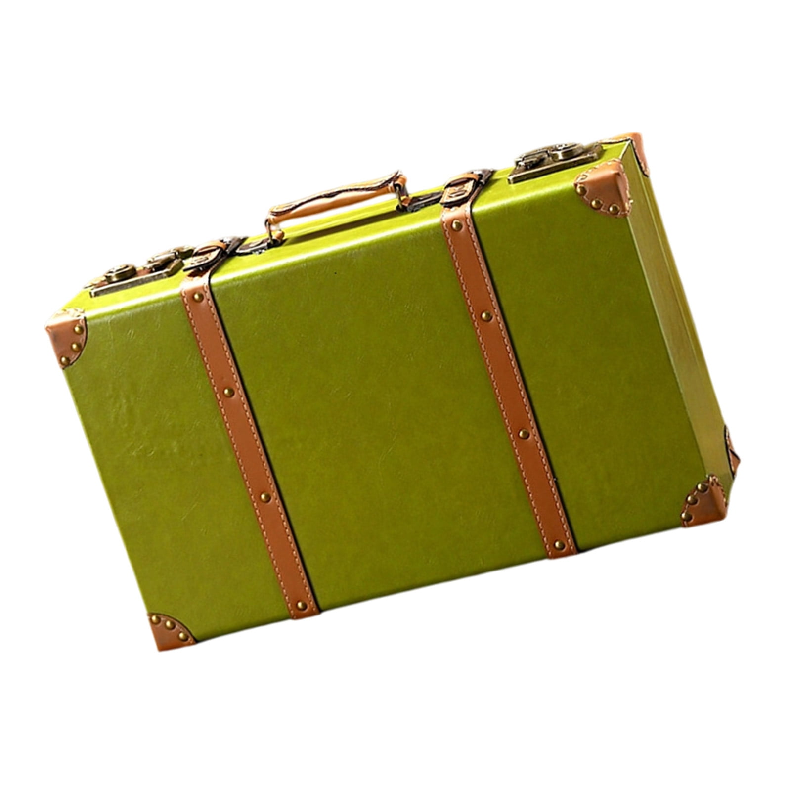 Handcrafted Leather Trunk Practical Carrying Case Decorative Clothes Storage Suitcase Photography Props Case