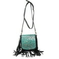 thumbnail image 1 of Handcrafted Leather Western Floral Tooled Womens Fringe Clutch Crossbody Bag, 1 of 3