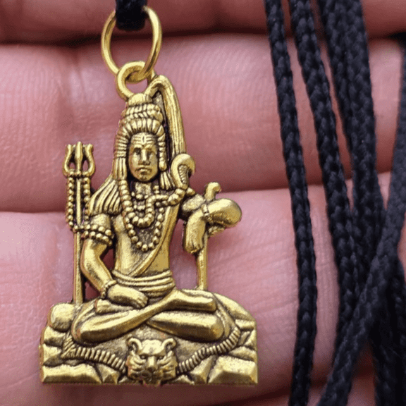 Handcrafted Lord Shiva Brass Pendant Necklace with Trishul and Damru Sacred Hindu Spiritual Jewelry Devotional Meditation Gift