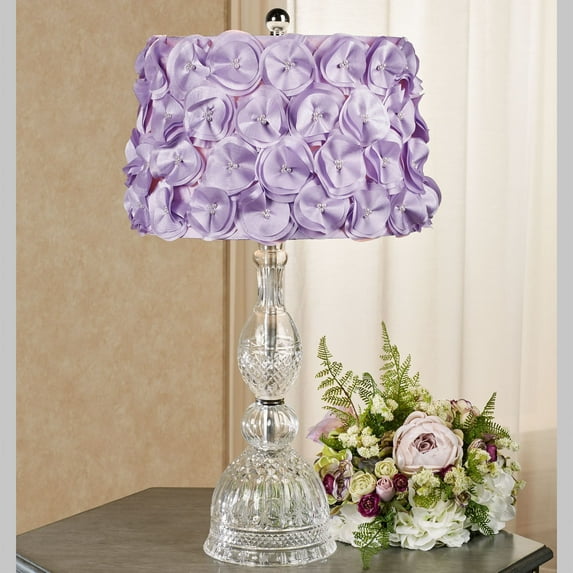 Handcrafted Lydia Glass Table Lamp with Lavender Flower Petal Shade