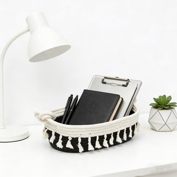 Infidev Polyester Woven Rope Braided Handles Makeup Organizer, Multicolor