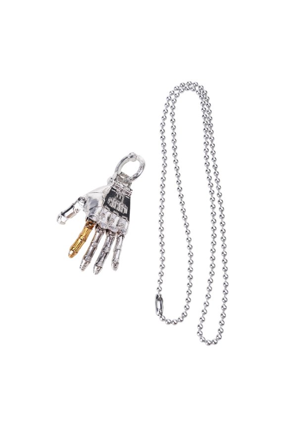 Handcrafted Mechanical Arm Pendant Necklace Lightweight Statement Movable Finger Joints Robot Hand Charm Jewelry