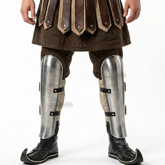 Handcrafted Medieval Iron Steel Leg Guards  Authentic 16 Gauge Armor Greaves for Renaissance Faire & Viking Cosplay  Professional Reenactment Shin Armor