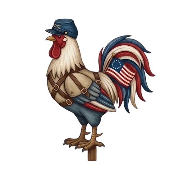 Handcrafted Metal Rooster Yard Statue, Retro Wrought Iron Craft, Weather Resistant Outdoor Coating, Ground Plug Ornament for Porch Garden Lawn & Independence Day Courtyard Decorative Layout