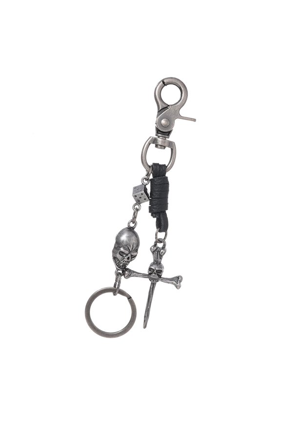 Handcrafted Metal Skull Key Holder Punk Rock Styles Decorative Accessory Stylish Bag Ornament For Outfit