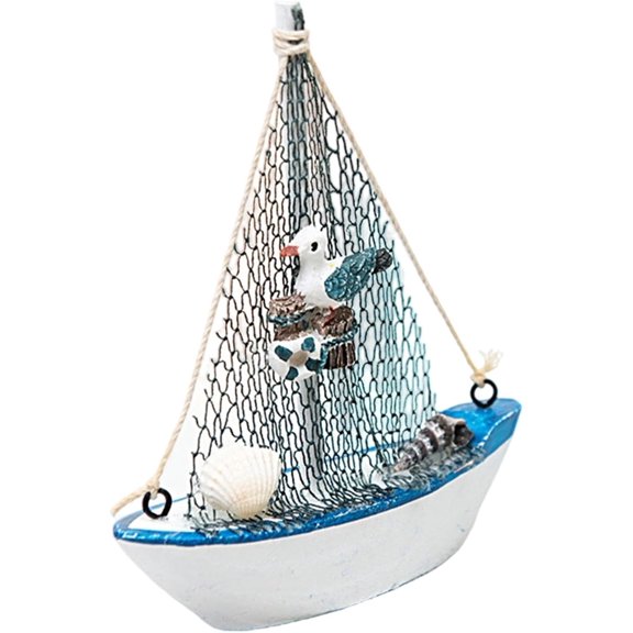 Handcrafted Mini Wooden Sailboat Model, Vintage Nautical Decor for Desk and Shelf