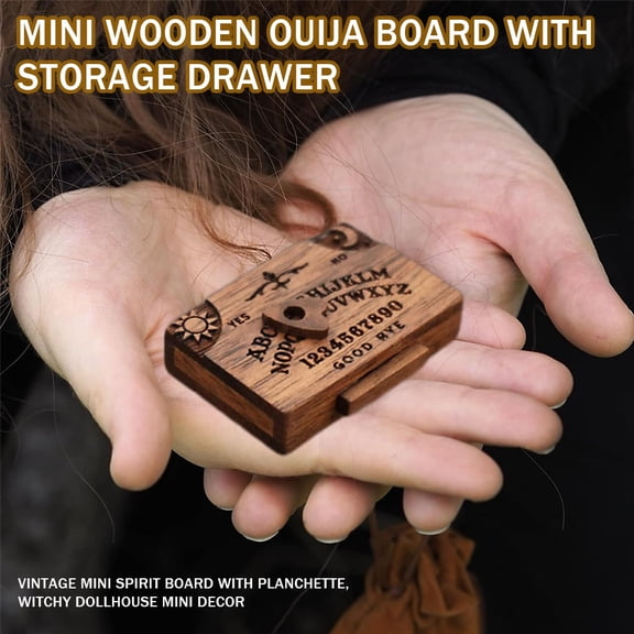 Handcrafted Miniature Ouija Spirit Board With Built-in Drawer, Solid Wood Mini Talking Board With Matching Planchette, Mystical Love Emotional Altar Decoration, Unique Halloween Witchcraft Gift