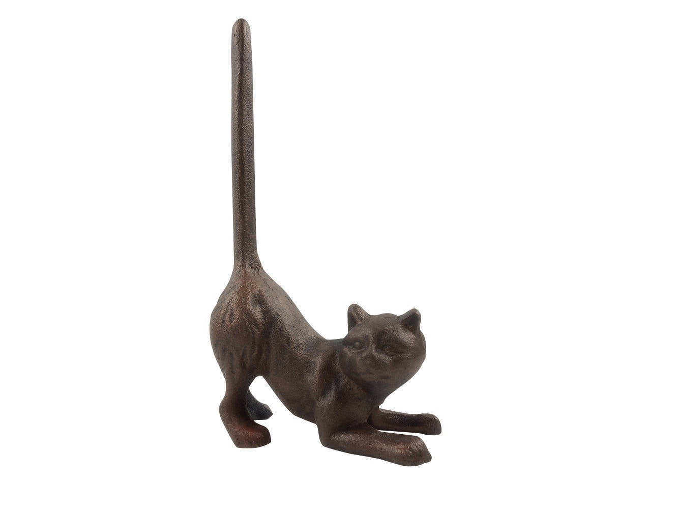 Handcrafted Model Ships  10 x 3 x 5 in. Rustic Copper Cast Iron Cat Paper Towel Holder