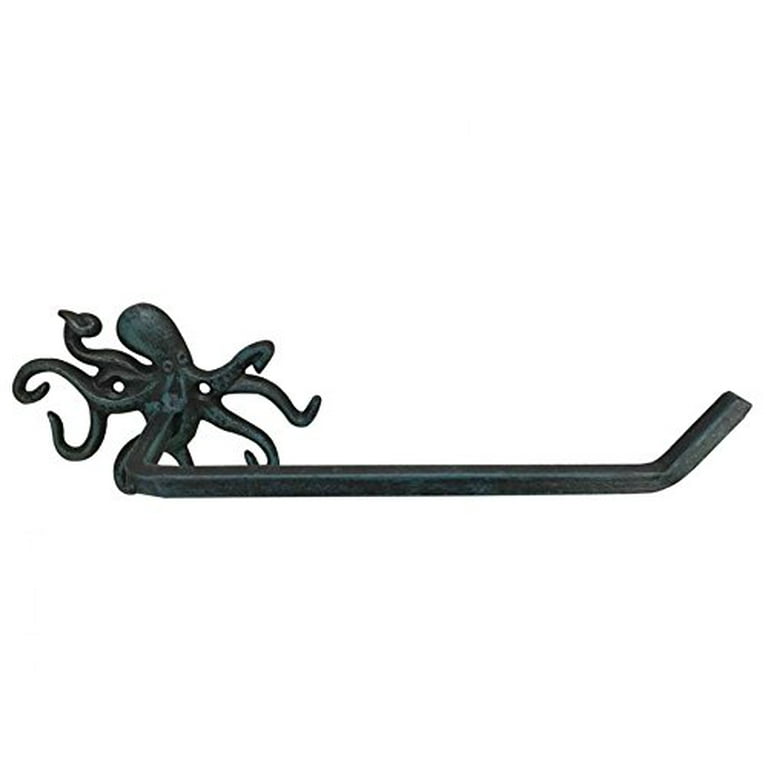 HANDCRAFTED NAUTICAL D aCOR Seaworn Blue Cast Iron Octopus Hand Towel Holder 11 Walmart