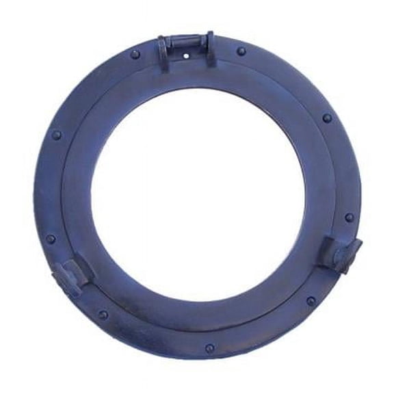 Handcrafted Model Ships MC-1963-12-RB-W 12 in. Rustic Blue Aluminum Deluxe Class Decorative Ship Porthole Window