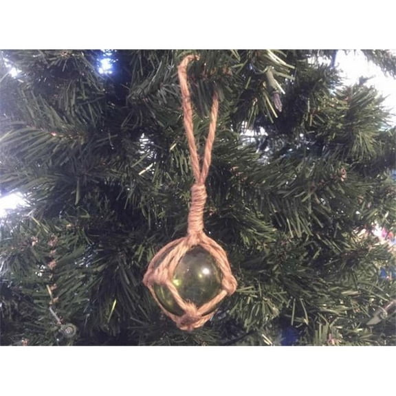 Handcrafted Model Ships  2 in. Green Japanese Glass Ball Fishing Float Decoration Christmas Ornament - Green - 2in.