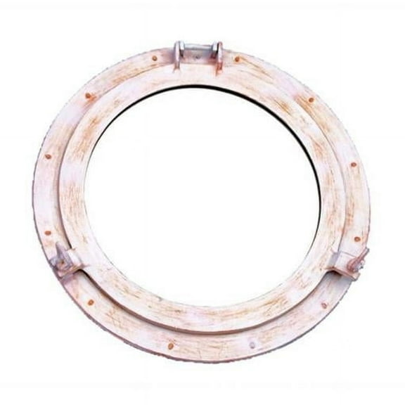 Handcrafted Model Ships MC-1965-20-RW-W 20 in. Rustic White Aluminum Deluxe Class Decorative Ship Porthole Window