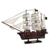 Wooden John Halseys Charles White Sails Pirate Ship Model 20" - Ship Decor - Model Boat