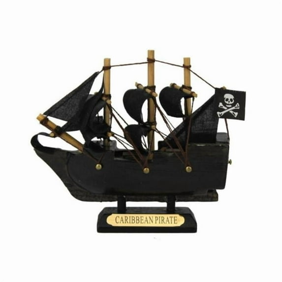 Handcrafted Model Ships CARRIBEAN PIRATE 4 4 in. Wooden Caribbean Pirate Ship Model