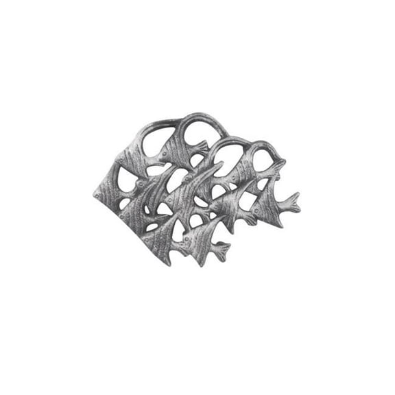 Handcrafted Model Ships K-9035A-silver 4 x 2 x 6.5 in. Rustic Silver Cast Iron School of Fish Kitchen Trivet