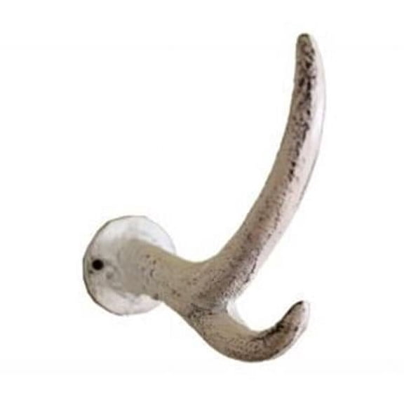 Handcrafted Model Ships K-0964-W 5 in. Whitewashed Cast Iron Antler Hook