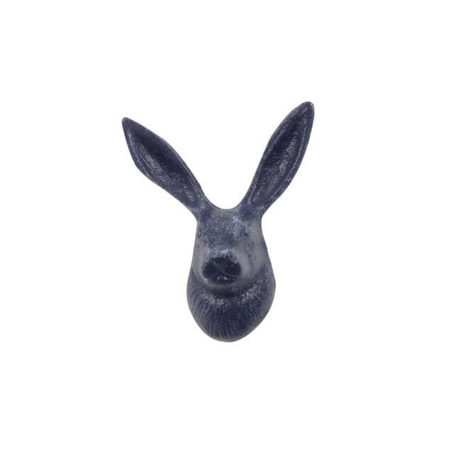 Handcrafted Dark Blue Cast Iron Rabbit Wall Hook