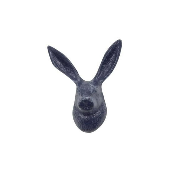 Handcrafted Model Ships K-9037A-solid-dark-blue 5 x 2 x 4 in. Rustic Dark Blue Cast Iron Decorative Rabbit Hooks