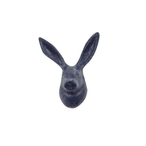 Handcrafted Model Ships K-9037A-solid-dark-blue 5 x 2 x 4 in. Rustic Dark Blue Cast Iron Decorative Rabbit Hooks