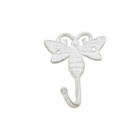 Handcrafted Model Ships k-0776A-w 5 x 2 x 4 in. Whitewashed Cast Iron Bee Decorative Metal Wall Hooks