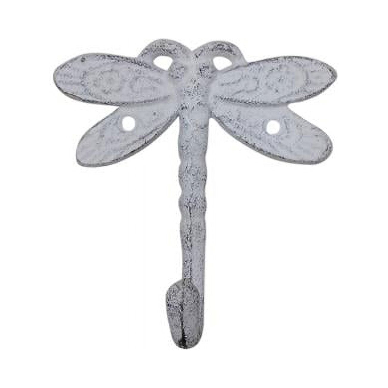 Handcrafted Model Ships 5 x 2 x 4 in. Whitewashed Cast Iron Dragonfly Decorative  Metal Wall Hooks 