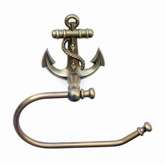 Handcrafted Model Ships ANTLPH-5001-AN 5 x 3 x 10 in. Antique Brass Anchor Toilet Paper Holder