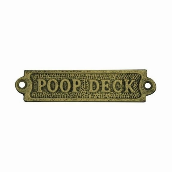 Handcrafted Model Ships 6 in. Cast Iron Poop Deck Sign - Rustic Gold