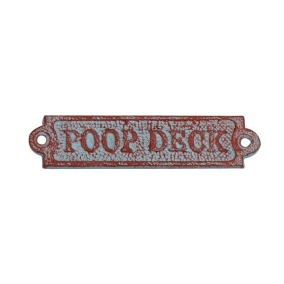 Handcrafted Model Ships K-0164-red 6 in. Cast Iron Poop Deck Sign - Rustic Red Whitewashed