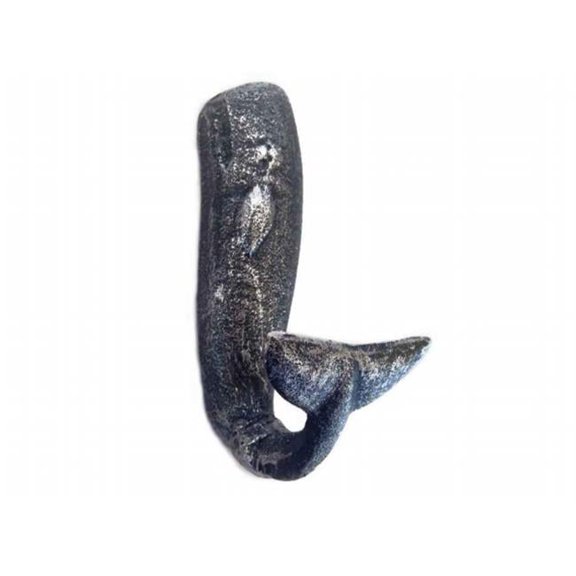 Handcrafted Model Ships K-49002-silver 6 in. Cast Iron Whale Hook - Antique Silver