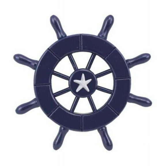 Handcrafted Model Ships SW-6-104-starfish-NH 6 in. Dark Blue Decorative Ship Wheel with Starfish