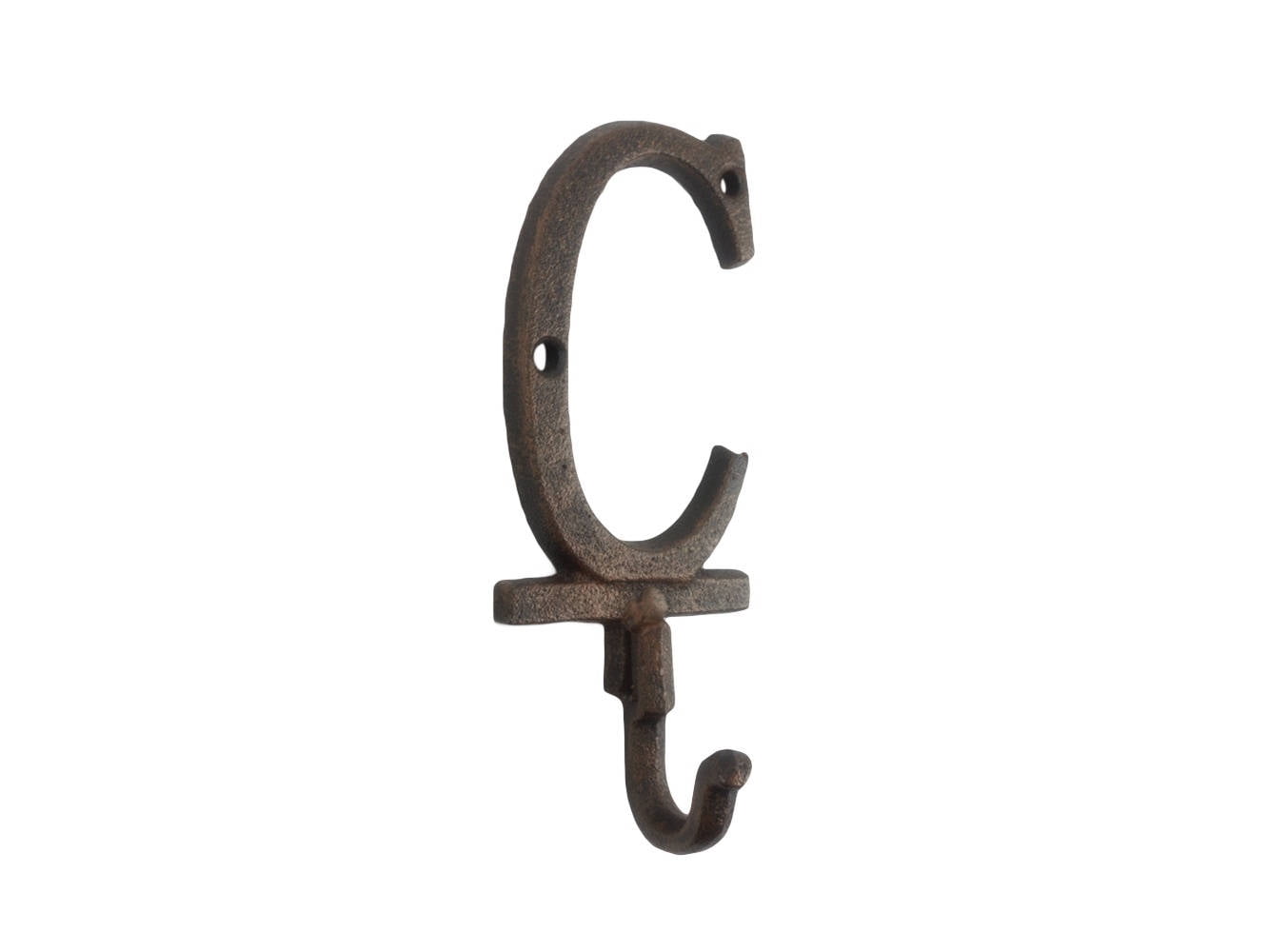Handcrafted Model Ships 6 x 1 x 3 in. Rustic Copper Cast Iron Letter C  Alphabet Wall Hooks 