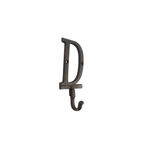 Handcrafted Model Ships K-9056-D-rc 6 x 1 x 3 in. Rustic Copper Cast Iron Letter D Alphabet Wall Hooks