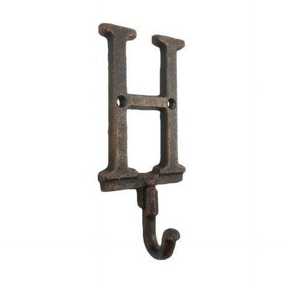 Handcrafted Model Ships K-9056-H-rc 6 x 1 x 3 in. Rustic Copper Cast Iron Letter H Alphabet Wall Hooks