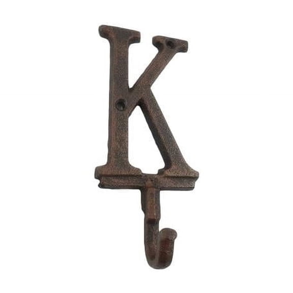 Handcrafted Model Ships K-9056-K-rc 6 x 1 x 3 in. Rustic Copper Cast Iron Letter K Alphabet Wall Hooks